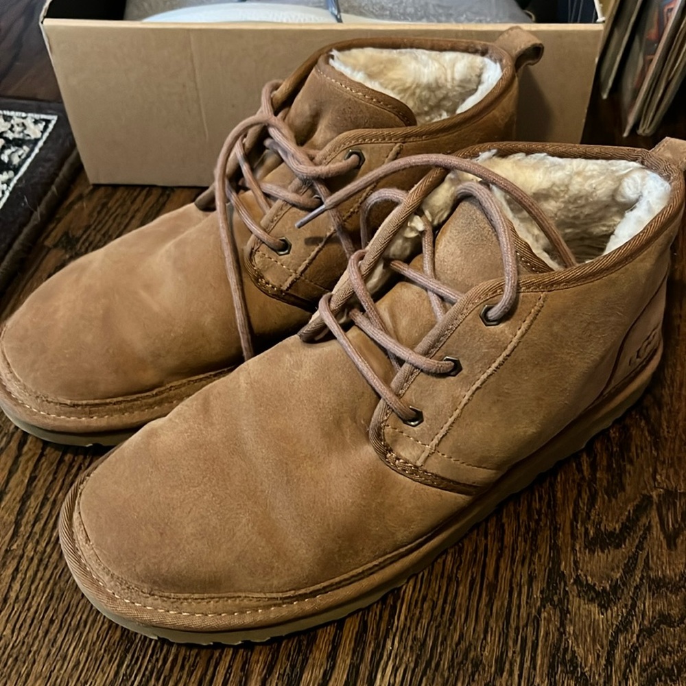 Men’s Ugg Chestnut Neumel Lace Shoes Chukka Boots Sheepskin Lined Size 12